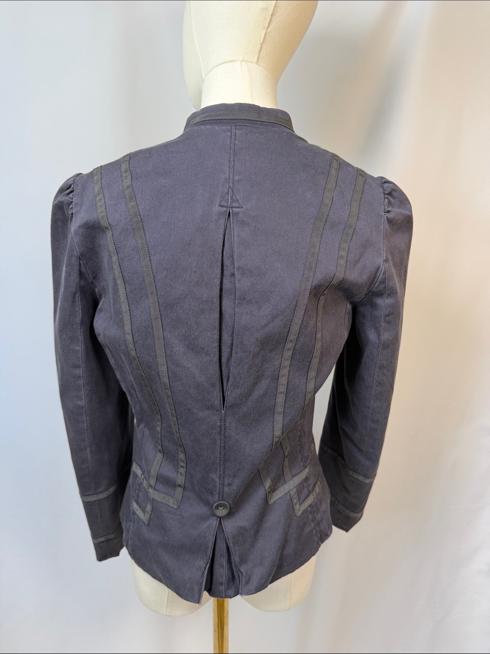MARC JACOBS Womens Slate Dark blue/Gray Tailored Button-Front Jacket - Picture 4 of 9